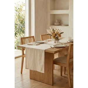 Keten Dokulu Modern Düz Polyester Masa Runner