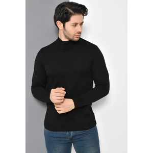 Tena Moda Erkek Siyah Yarım Balıkçı Yaka Basic Triko Kazak