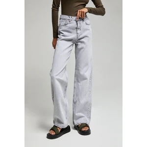 It's Basic Kadın Gri Renk Doris Straight Fit %100 Koton Denim Jean