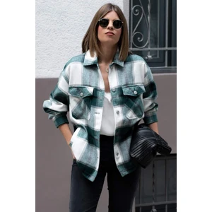 Yeşil Over Size Oduncu Gömlek MG042
