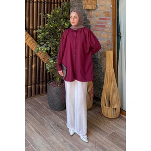 Oversize Gömlek Bordo