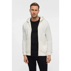 Beyaz Regular Düz Bisiklet Yaka Sweatshirt