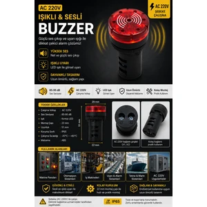 Yfs Tech AC 220V - LED IŞIKLI BUZZER