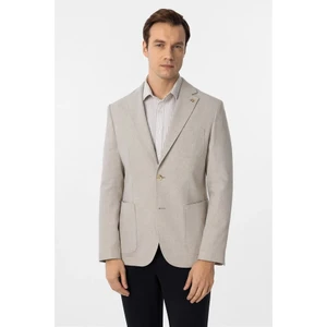 Bej Slim Mono Yaka Torba Cep 6 Drop Klasik Ceket