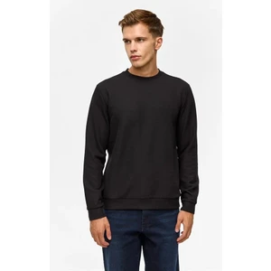 Siyah Regular Düz Bisiklet Yaka Sweatshirt