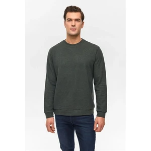 Haki Regular Düz Bisiklet Yaka Sweatshirt
