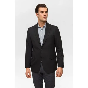 Siyah Regular Mono Yaka Torba Cep 6 Drop Klasik Ceket