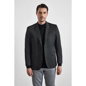 Siyah Regular Mono Yaka Torba Cep 4 Drop Klasik Ceket