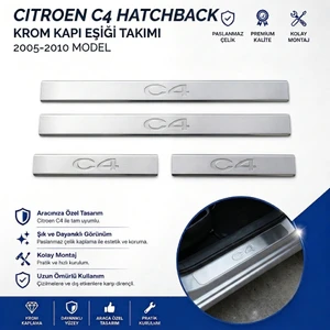A&G Tuning Citroen C4 Hb Krom Kapı Eşiği Tk 2005-2010 4kapı Paslanmaz Çelik