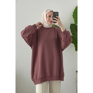 Suede Style 3044 - Rahat, Salaş Basic Kadın Uzun Sweatshirt