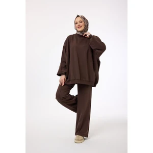 Suede Style 3044 - Rahat, Salaş Basic Kadın Uzun Sweatshirt