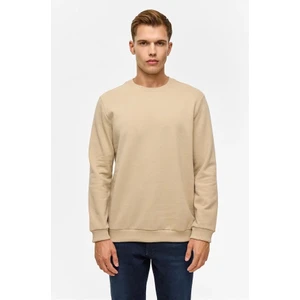 Bej Regular Düz Bisiklet Yaka Sweatshirt