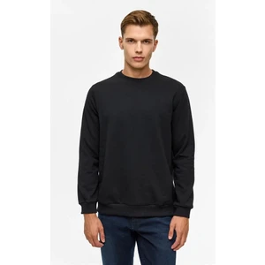 Siyah Regular Düz Bisiklet Yaka Sweatshirt