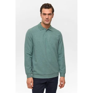 Haki Regular Fermuarlı Polo Yaka Sweatshirt