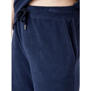 Erkek Lacivert Regular Fit Pamuklu Havlu Sweat Şort