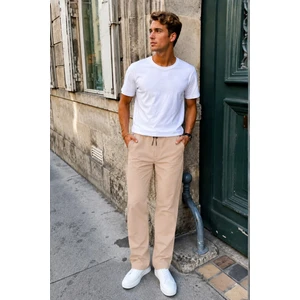 Kumaş Paraşüt Bej Basic Erkek Pantolon 6513