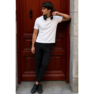 Siyah Basic Waffle Kumaş Erkek Pantolon 6509