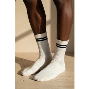 Bony Socks Erkek Şeritli Soket Çorap Ekru
