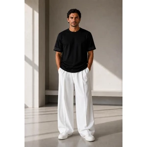 Alexander Gardi Şerit Detaylı Kontrast Yaka Basic T-Shirt