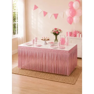 Parti Adresi Metalize Masa Eteği Pembe
