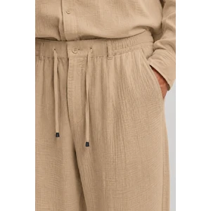 Bej Regular Fit Müslin Pantolon