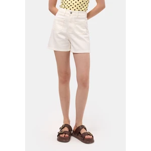 It's Basic Kadın Kırık Beyaz 7s6-101 Midi Mom Fit Elastan Kumaş Denim Şort