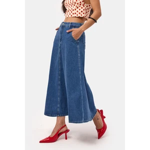 It's Basic Kadın Mavi Renk Vinca A Tipi Kesim Denim Etek