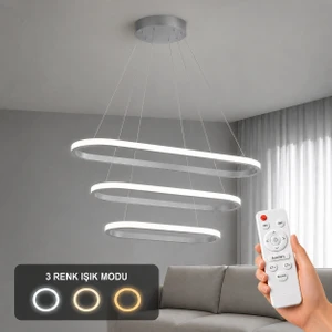 Elipso 3'lü LED Sarkıt Avize 3 Renk Kumandalı