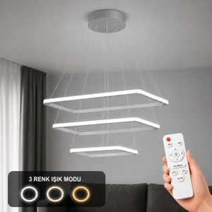 Diva 3'lü LED Sarkıt Avize 3 Renk Kumandalı