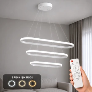 Elipso 3'lü LED Sarkıt Avize 3 Renk Kumandalı