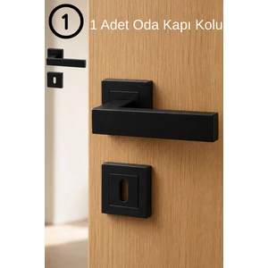Lama Kare Rozetli Siyah Oda Kapı Kolu