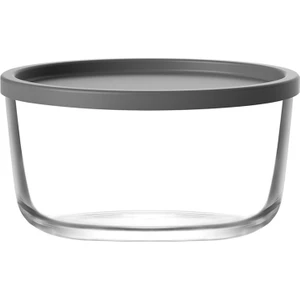 Round Cam Saklama Kabı Tekli Büyük Boy 1,5 L Gri Plastik Kapaklı (Hazırlık / Sunum Kasesi )