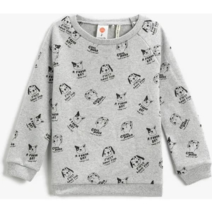 Baskılı Sweatshirt Bisiklet Yaka