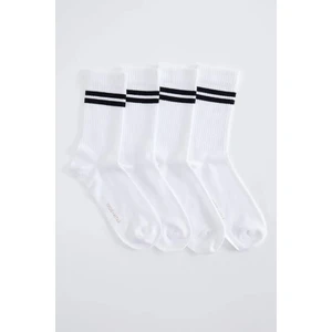 Katia & Bony 4'lü Paket Şeritli Soket Çorap Beyaz