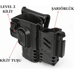 Siyah Level 2 Polimer Şarjörlü Silah Kılıfı