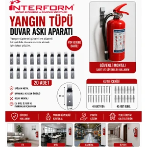 Interform Yangın Tüpü Askı Aparatı Metal 20'li Set Vida Dübel Dahil