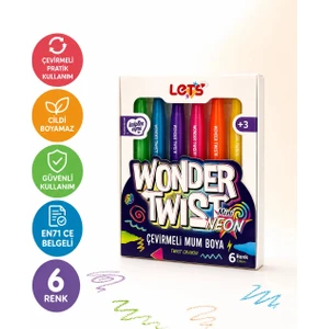Wonder Twist Neon Mini Çevirmeli Mum Boya 6 Renk
