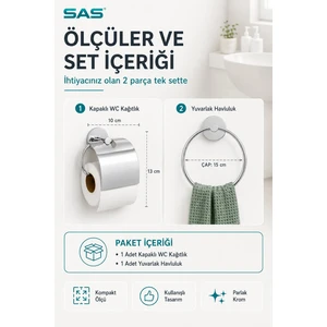Sas Banyo Aksesuar Seti Krom Ikili Set