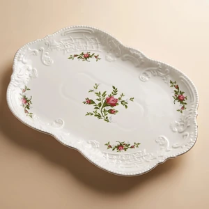 Vintage Rose Kayık Tabak 35 cm Krem