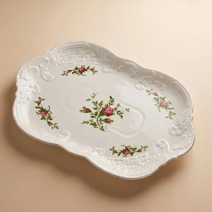 Vintage Rose Kayık Tabak 30 cm Krem