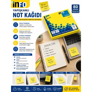 İnfo Notes 75x75 Mm Sarı Yapışkanlı Notluk 80 Syf