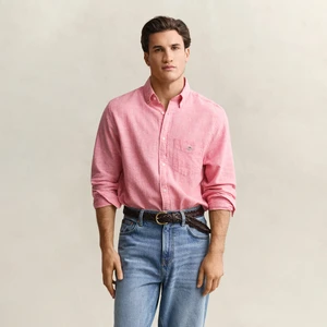 Erkek Pembe Regular Fit Logolu Gömlek