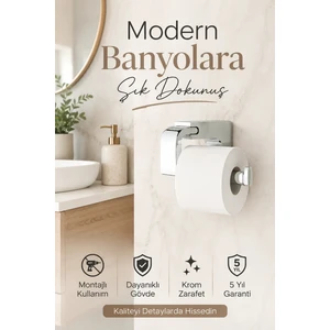 Alper Banyo Krom F1 Model Tuvalet Kağıtlığı, Paslanmaz Çelik Montajlı WC Kağıtlık, 5 Yıl Garantili