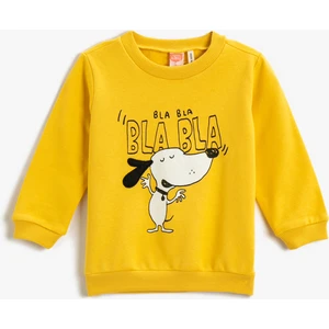 Baskılı Sweatshirt Pamuklu Bisiklet Yaka
