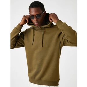Basic Kapşonlu Sweatshirt Şardonlu