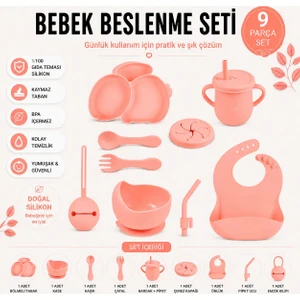 Silikon Beslenme Seti / Pembe