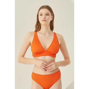 Turuncu Reps Üçgen Tek Üst Bikini
