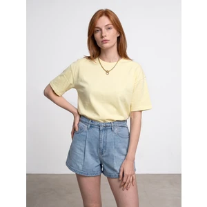 31017 %100 Pamuk Basic T-Shirt-Açık Sarı