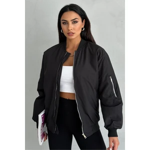 Moda Armanc Unisex Siyah Oversize Bomber Ceket