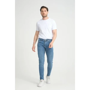 Erkek Orta Mavi Destroy Skinny Fit Pantolon